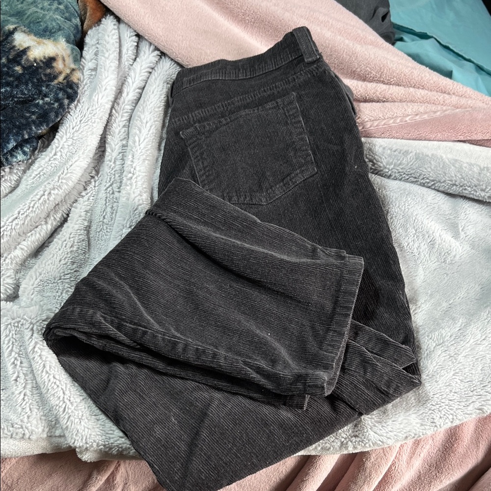dressbarn Charcoal Corduroy Straight Leg Pants